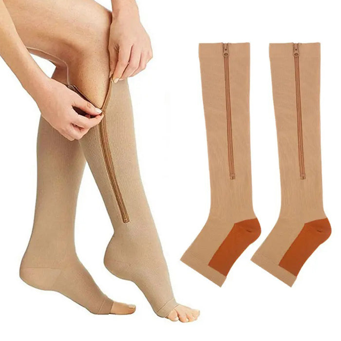 Zippered Compression Socks for Easy Wear 3 PAIRS