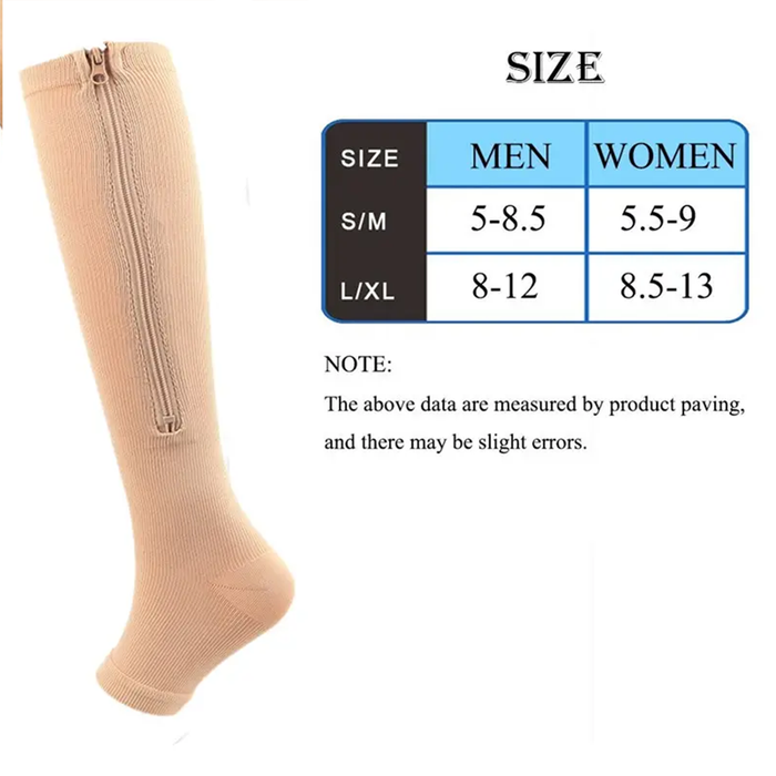 Zippered Compression Socks for Easy Wear 3 PAIRS