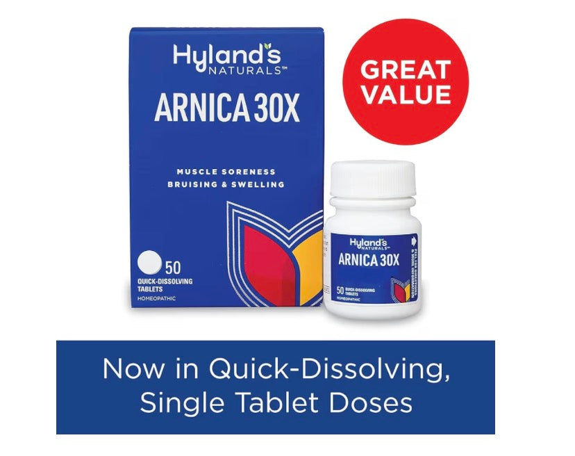 Dissolvable Arnica Tablets –
formulated to help reduce swelling, bruising, and discomfort after surgery 
30x, 50 Tablets