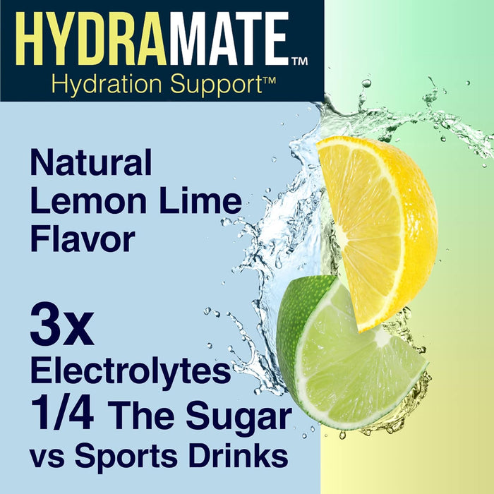 Hydramate -2 Electrolyte Powder Packets for Dehydration, Non-Added Sugars, Non-GMO, Natural Lemon Lime Flavor